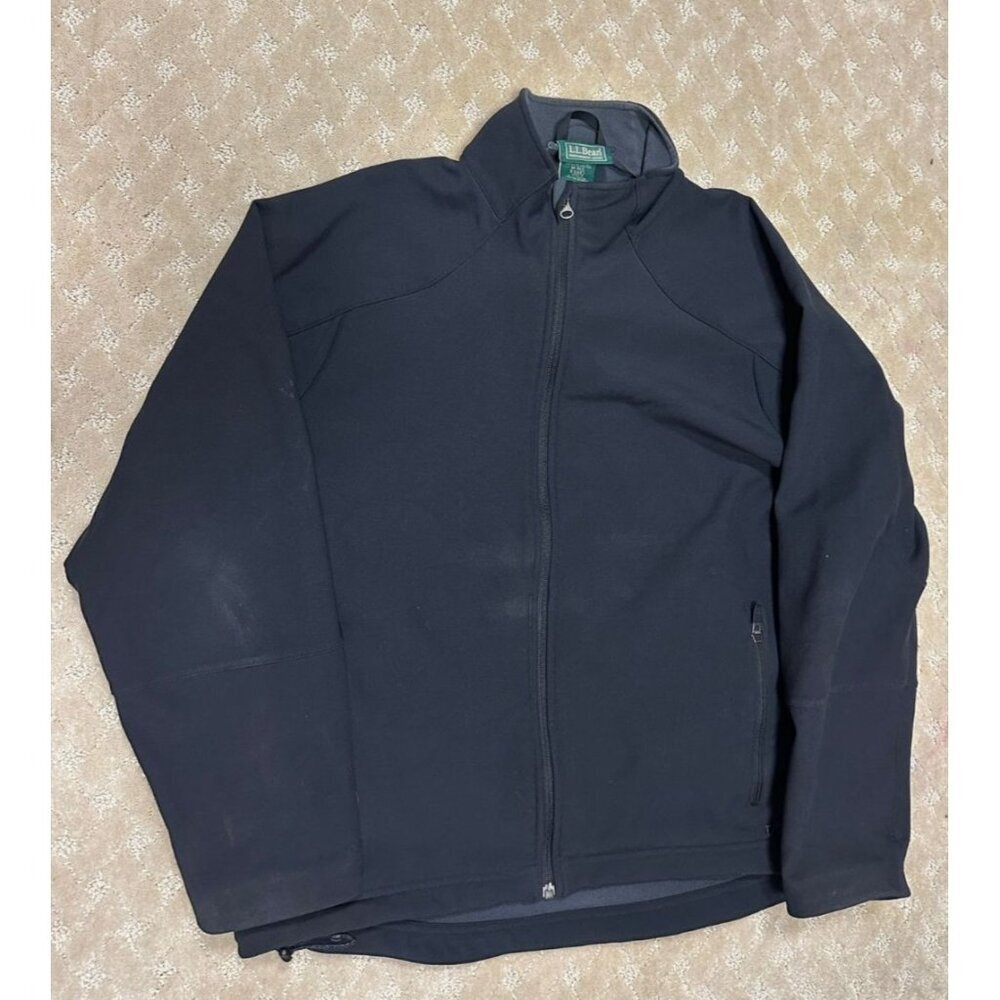 L.L. Bean Jacket Men's M Reg Softshell Fleece Lined Full Zip Gray Windbreaker